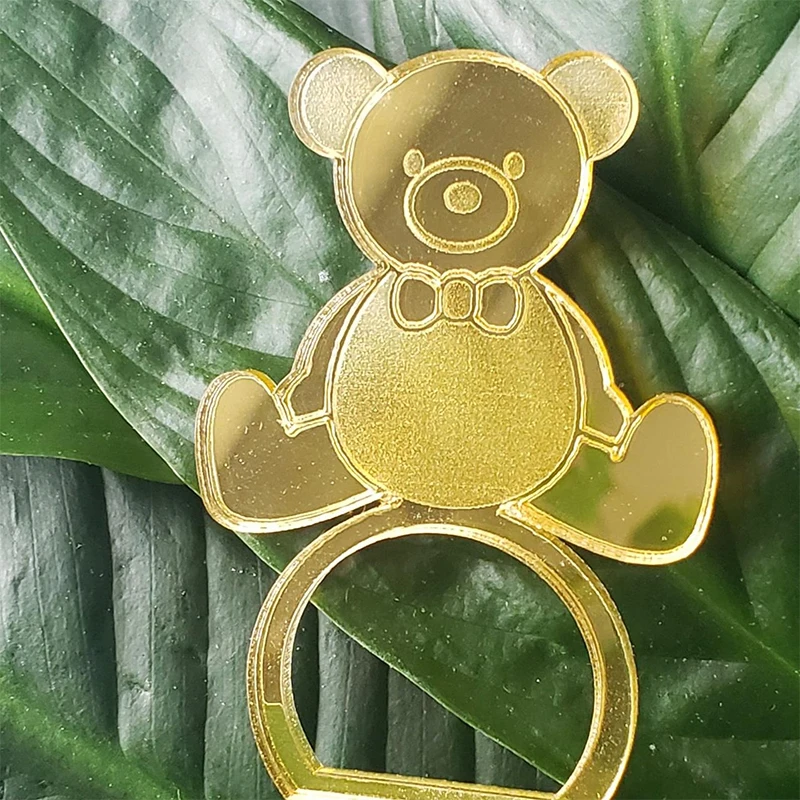 Personalized Teddy Bear Napkin Ring Acrylic Tags Birthday、Baby Shower Decorations Party Napkin Decorations
