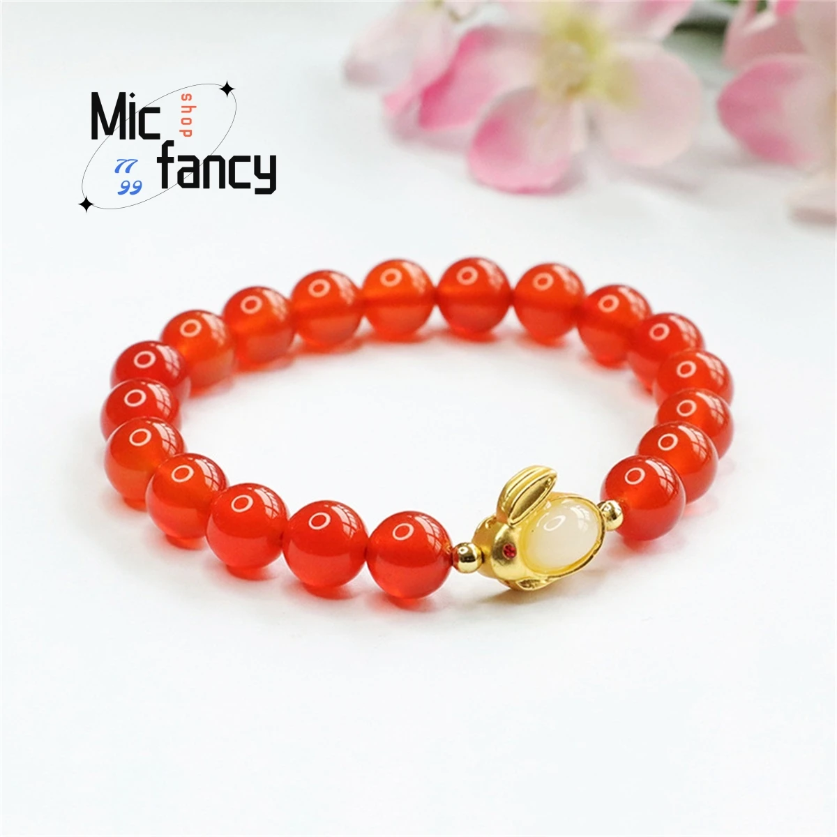 

Natural Red Agate Rabbit Bracelet Chalcedony Beads Simple and Generous Chinese Style Small Accessories Men Women Holiday Gift