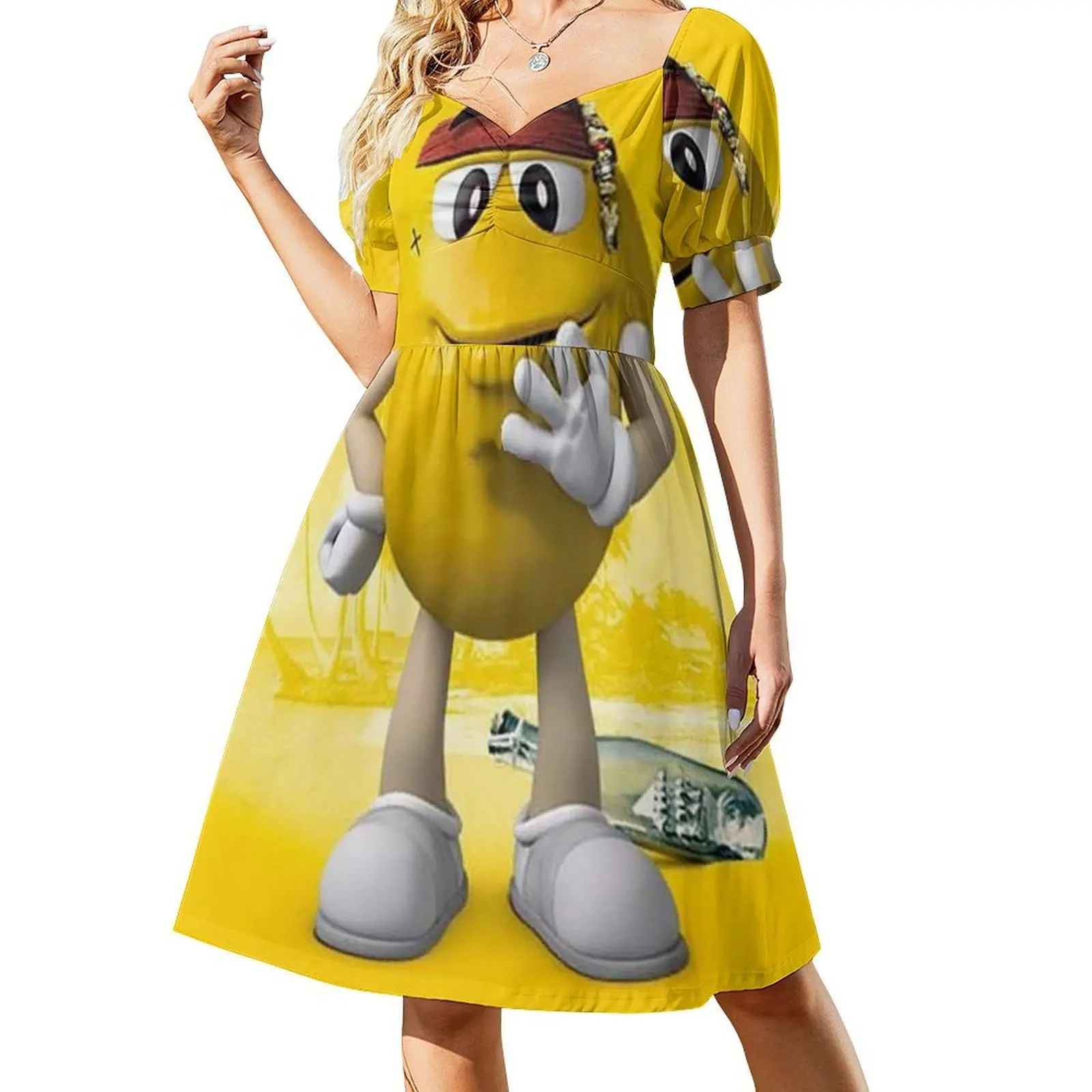 Funny Candy. Pirate Preppy Style Mini Dress For Women A-Line Loose Fit Casual Day Dress M M Candy Chocolate Merry Funny Candy