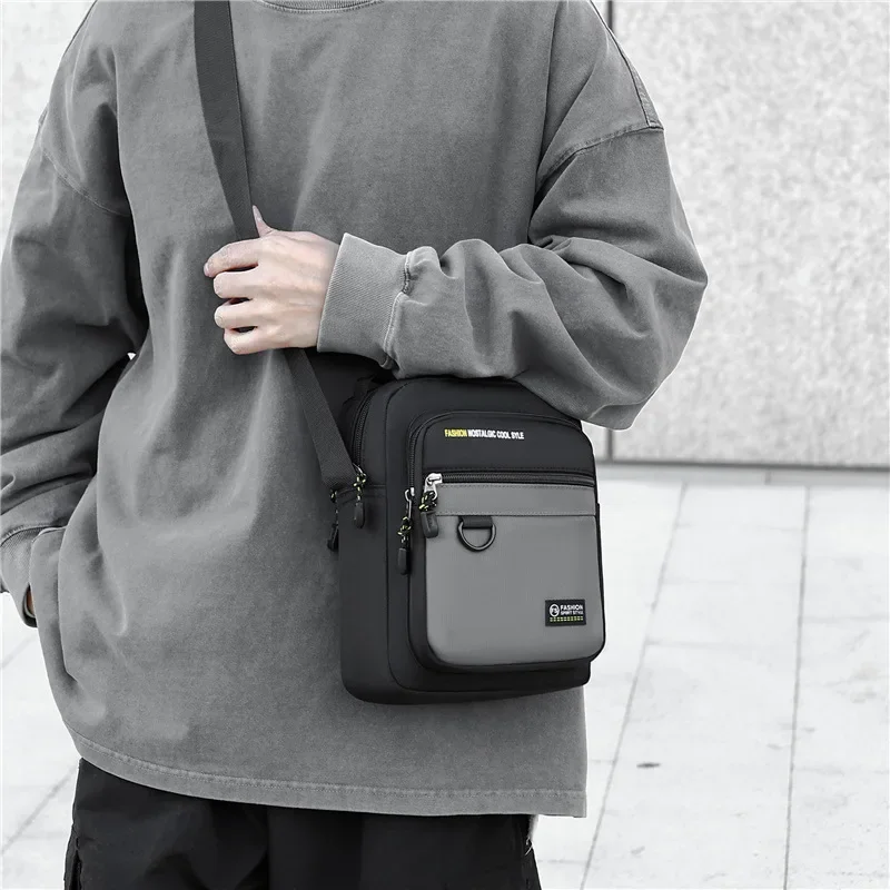 Fashion Large Capacity Single Shoulder Bag New Men's Crossbody Bag Oxford Cloth Small Shoulder Bag with Cell Phone Pocket