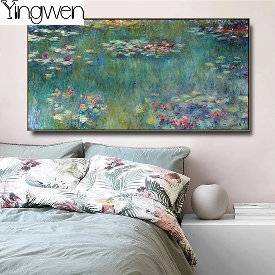 Monet Diamond Painting Water Lilies 5D Diamond Art Full Kit Cross Stitch Embroidery Rhinestone Pictures Works of Famous Painters