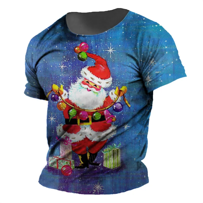 

3D Printed Men's Santa Claus Short Sleeve T-Shirts Christmas Holiday Casual Fashion Clothing Loose O-Neck Tees Shirts Men's Tops