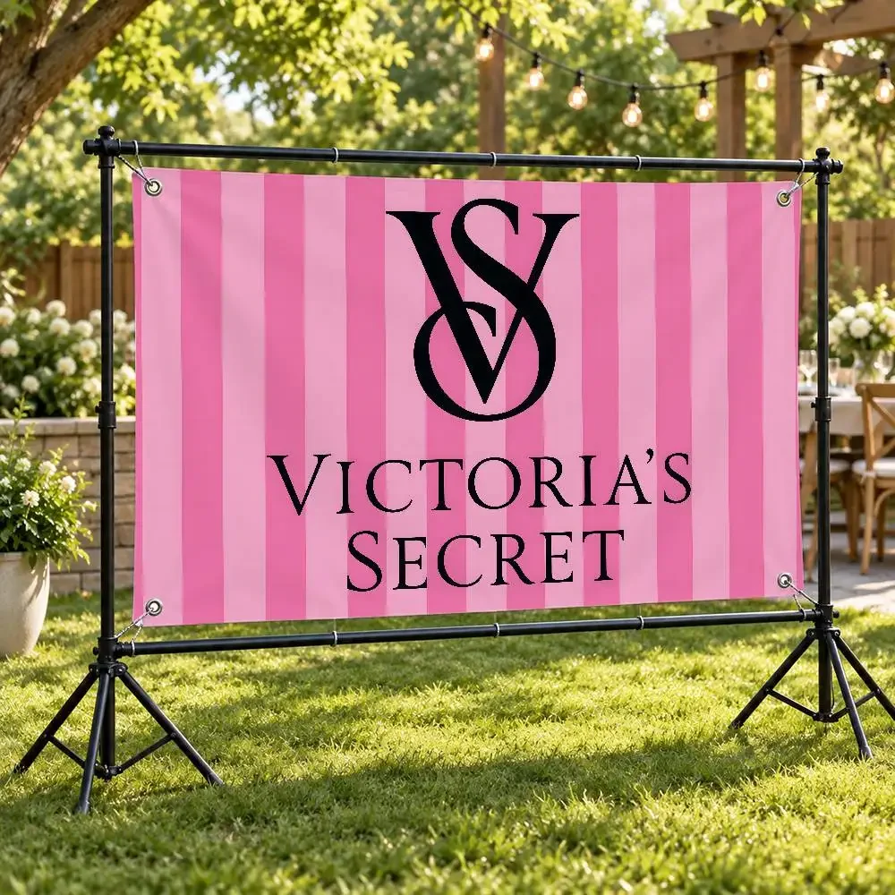 V-Victorias-s Love S-SecretS Pink Banner Gifts Aesthetic Wall Tapestry Flag Printed Wall Hanging Living Room Party Outdoor Decor