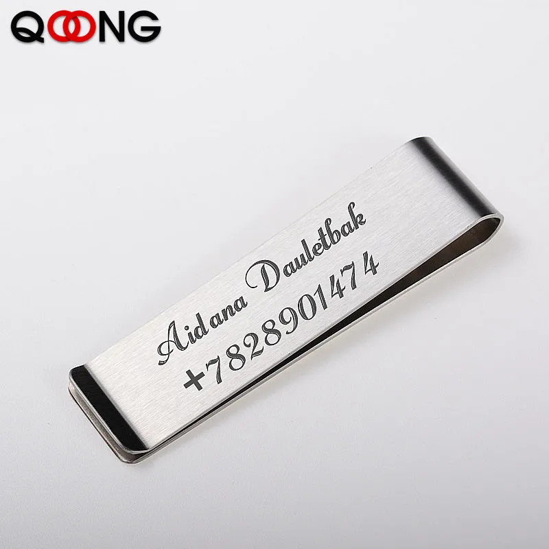 QOONG 2 Pieces Stainless Steel Metal Money Clip Fashion Simple Silver Dollar Cash Clamp Holder Wallet For Men Women Money Clips