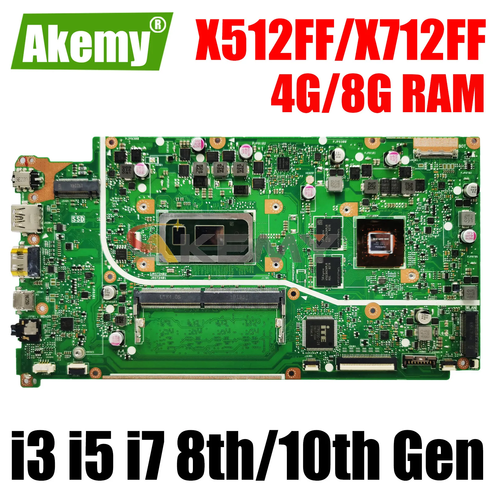 Asus,x512fa,x512ff,x512fl,x512fb,x512fb,x512fj,a512f,x512fjg,s712fa,x712サイドおよびi3,i5,i7のラップトップマザーボード