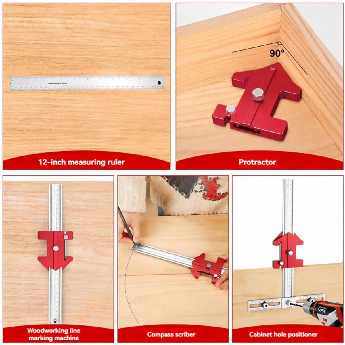 Adjustable Woodworking Handle Hole Locator Multifunctional Furniture Drilling Positioning Jig Cabinet Pull Mounting