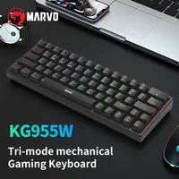 MARVO KG955W Shogo 63W Mechanical Keyboard Wired/2.4G/BT Tri-modes RGB Backlit 1200mah Battery Hot Swap 63 keys Game Keyboards