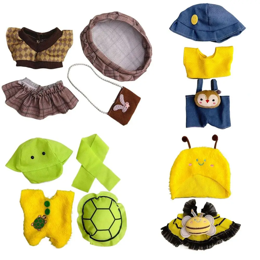 

Dresses Hat Bag for 20cm Cotton Doll Cute Dress Up Toys Clothes Suit for Plush Stuffed Toy Gifts for Children DIY Girls Toys