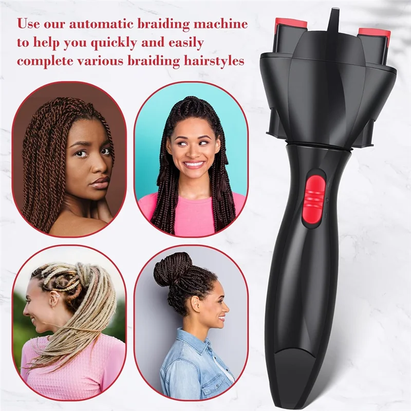 مجموعة ABZA-3 قطع ماكينة تجديل كهربائية أوتوماتيكية باللون الأسود لتصفيف الشعر بنفسك ماكينة تجديل أوتوماتيكية للنساء والفتيات