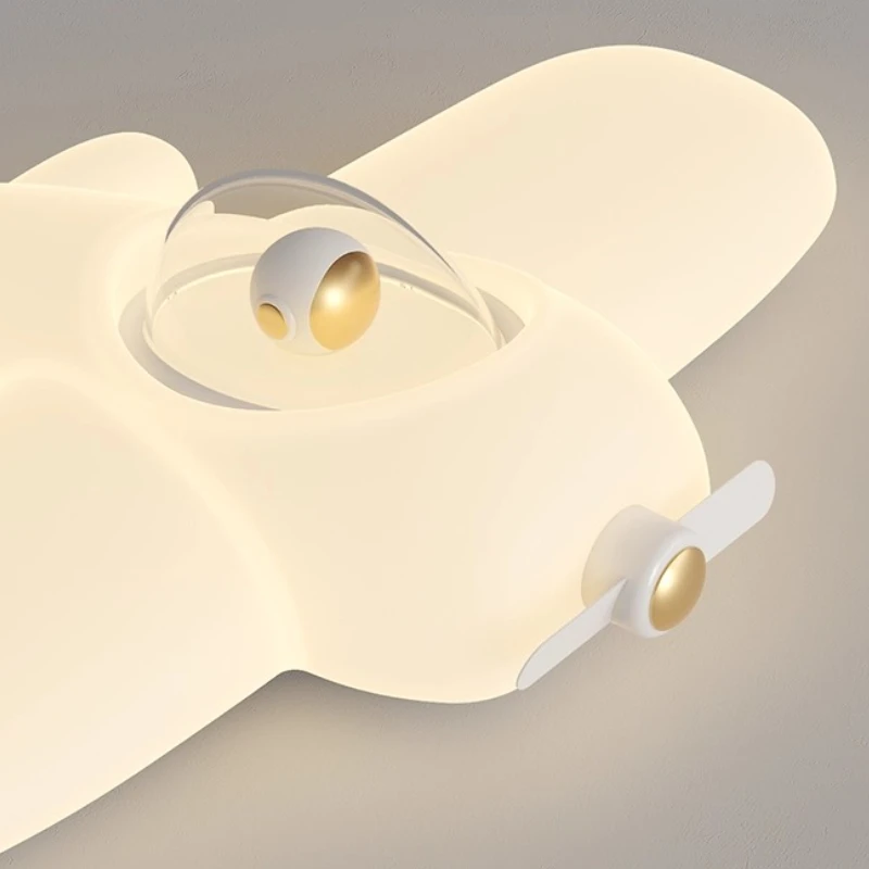 Cream Cartoon White Airplane LED Ceiling Light Creative Eye Protection Lamp Fixture Children's Room Bedroom Study Interior Decor