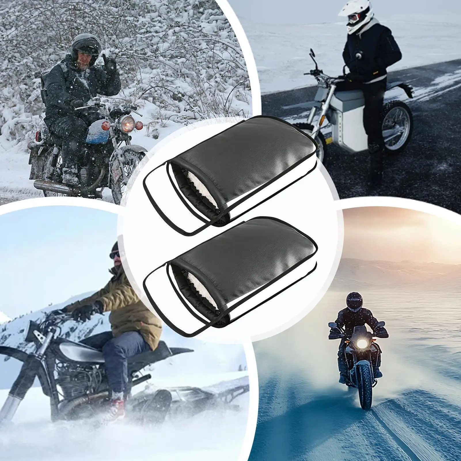 Winter Motorcycle Handlebar Mittens Windproof Stroller Handlebar Cover Universal Reflective Thermal Mittens For Cold Weather
