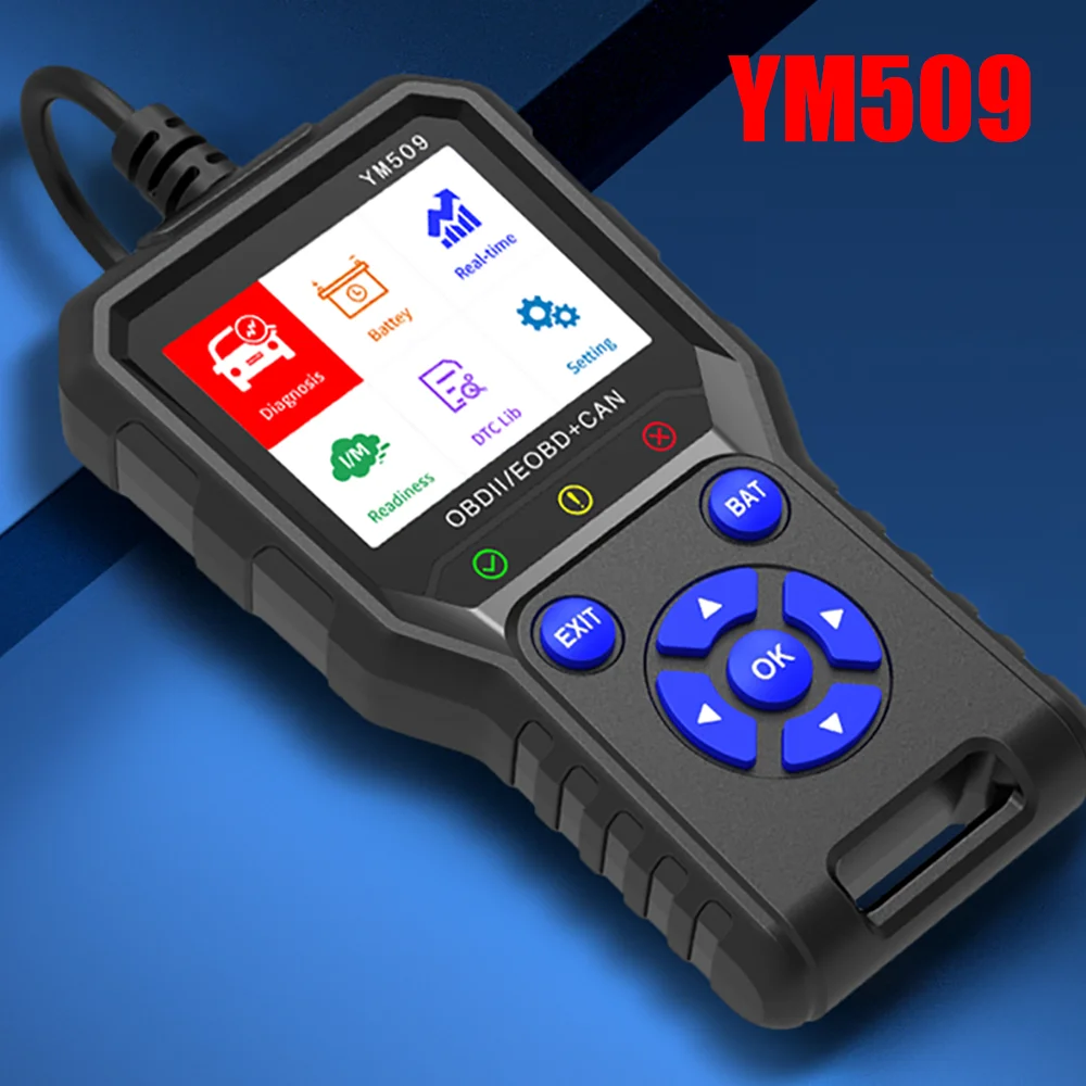 YM509 OBD Car Scanner Vehicle System Check Engine Data Auto Diagnostic Instrument Fault Diagnosis Tool Automotive Testing ELM327