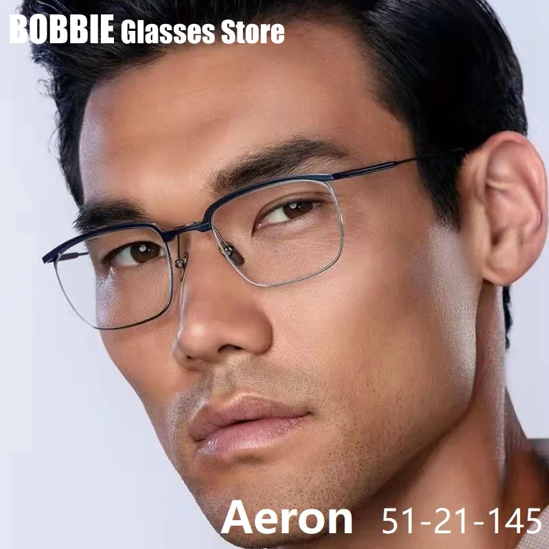 Pure Titanium Glasses Frame Men Business Half Rim Square Handmade Ultralight Eyewear Eyeglasses Fashion Japanese Brand Aeron