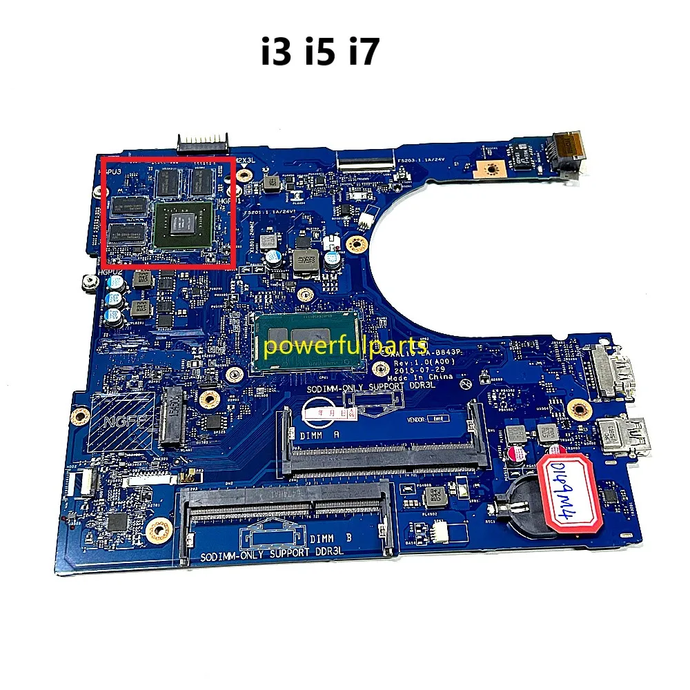 For Dell Inspiron 3458 3558 5458 5558 5758 Motherboard AAL10 LA-B843P 0149M4 0H3T7K 0V2X3C 0NRNP9 0FRV68 i3 i5 i7 Working Ok