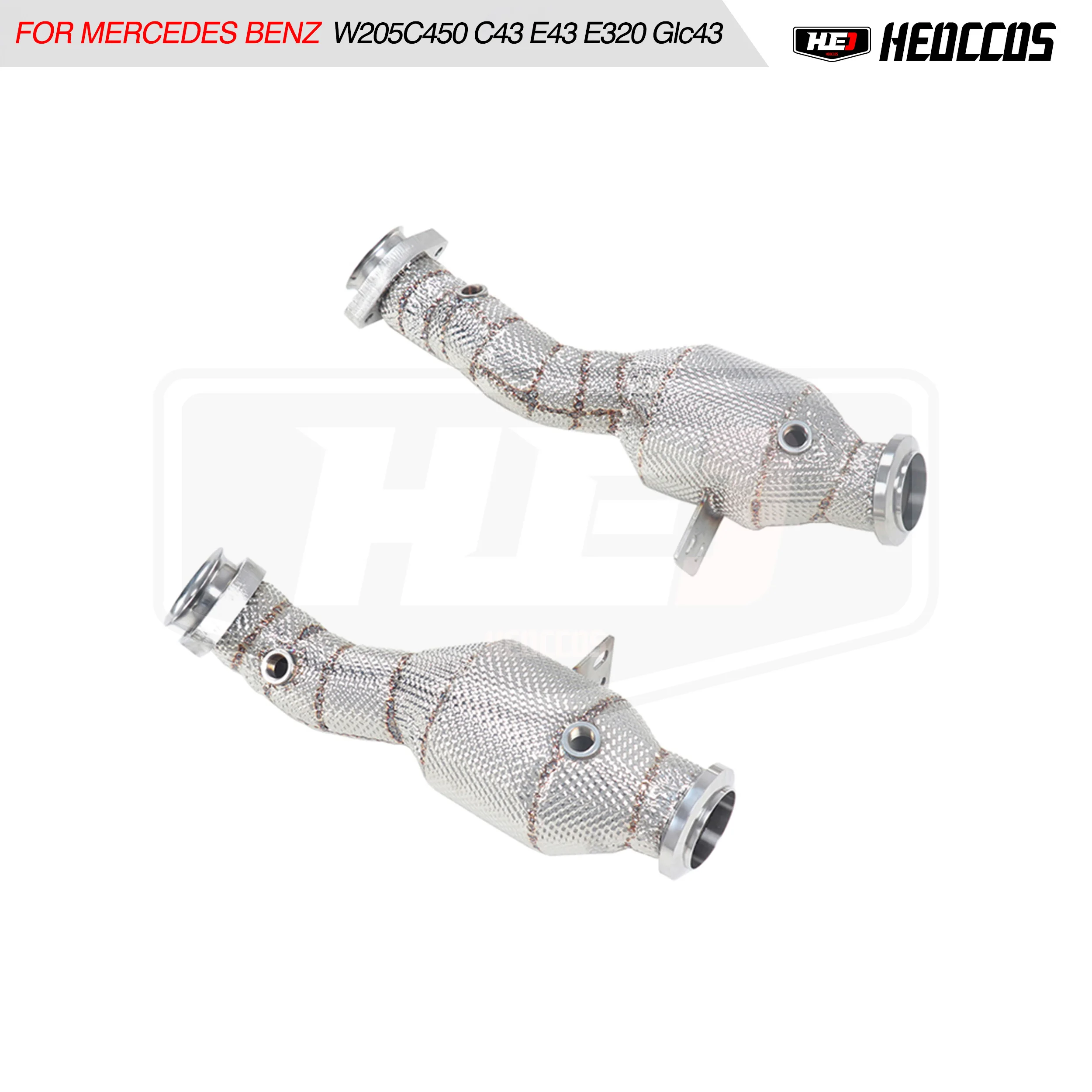 HEO 304 stainless downpipe catted exhaust downpipe for Mercedes BENZ W205 C400 C450 C43 e43 e320 glc43 downpipe exhaust