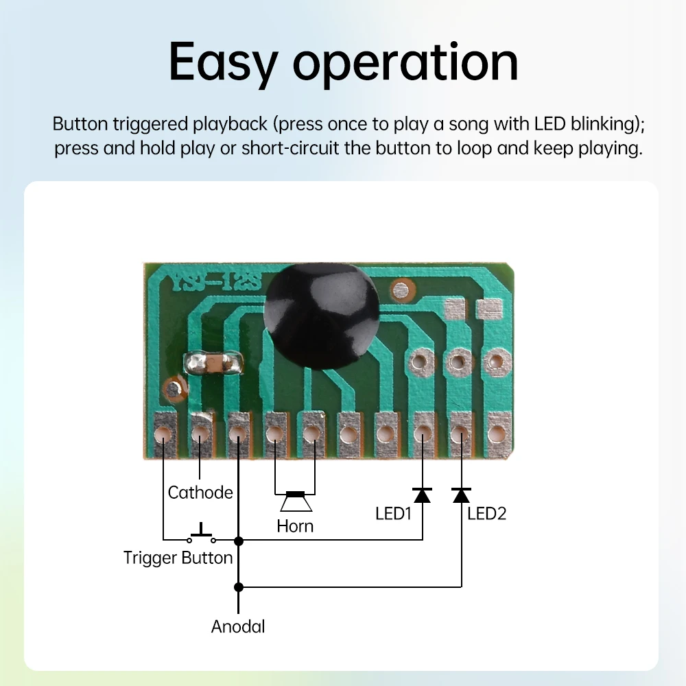Built-in 12 Children'S Songs Music Module With LED Flashing 12 English Music With LED Scintillation Module DC3-5V