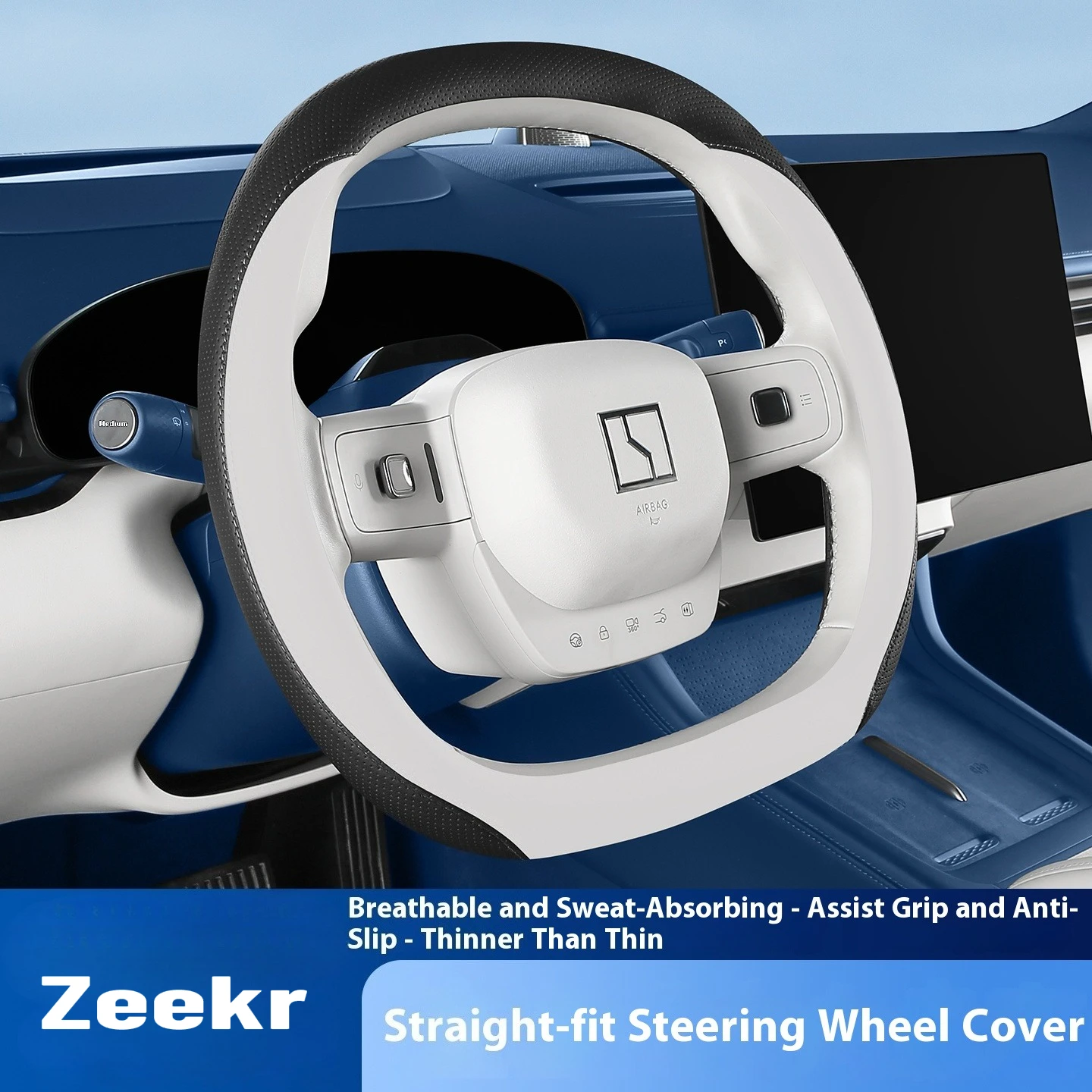 

Fit For ZEEKR 001/7X/007GT/009 Steering Wheel Cover Ultra-Thin Anti-Slip All-Season Universal Interior Accessories