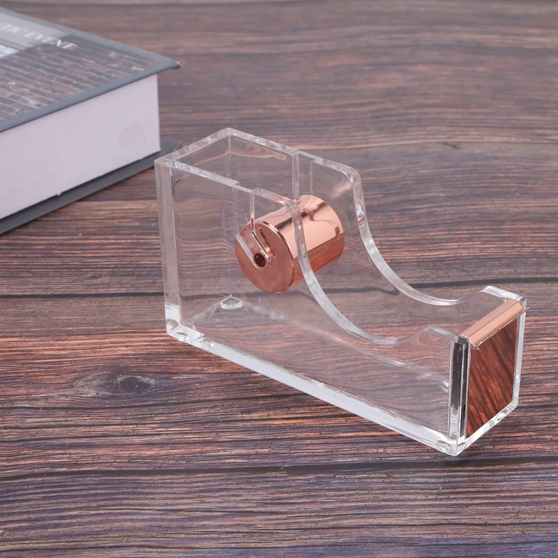 Deluxe Acrylic Design Office Desktop Tape Dispenser Clear Rose Gold