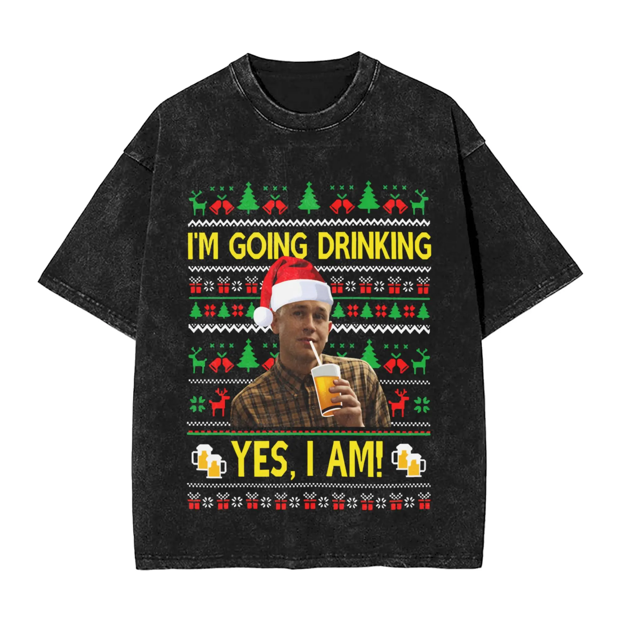 

Charlie Hunnam Ed Gein Christmas I'm Going Drinking футболки мужские крутые футболки из 100% хлопка с круглым вырезом футболки с короткими рукавами одежда