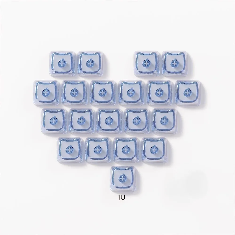 10Pcs New Transparent Cat Shaped Keycaps PBT Cartoon MAO Profile Keycaps 1U Blank Key Caps For MX Switch Keyboard