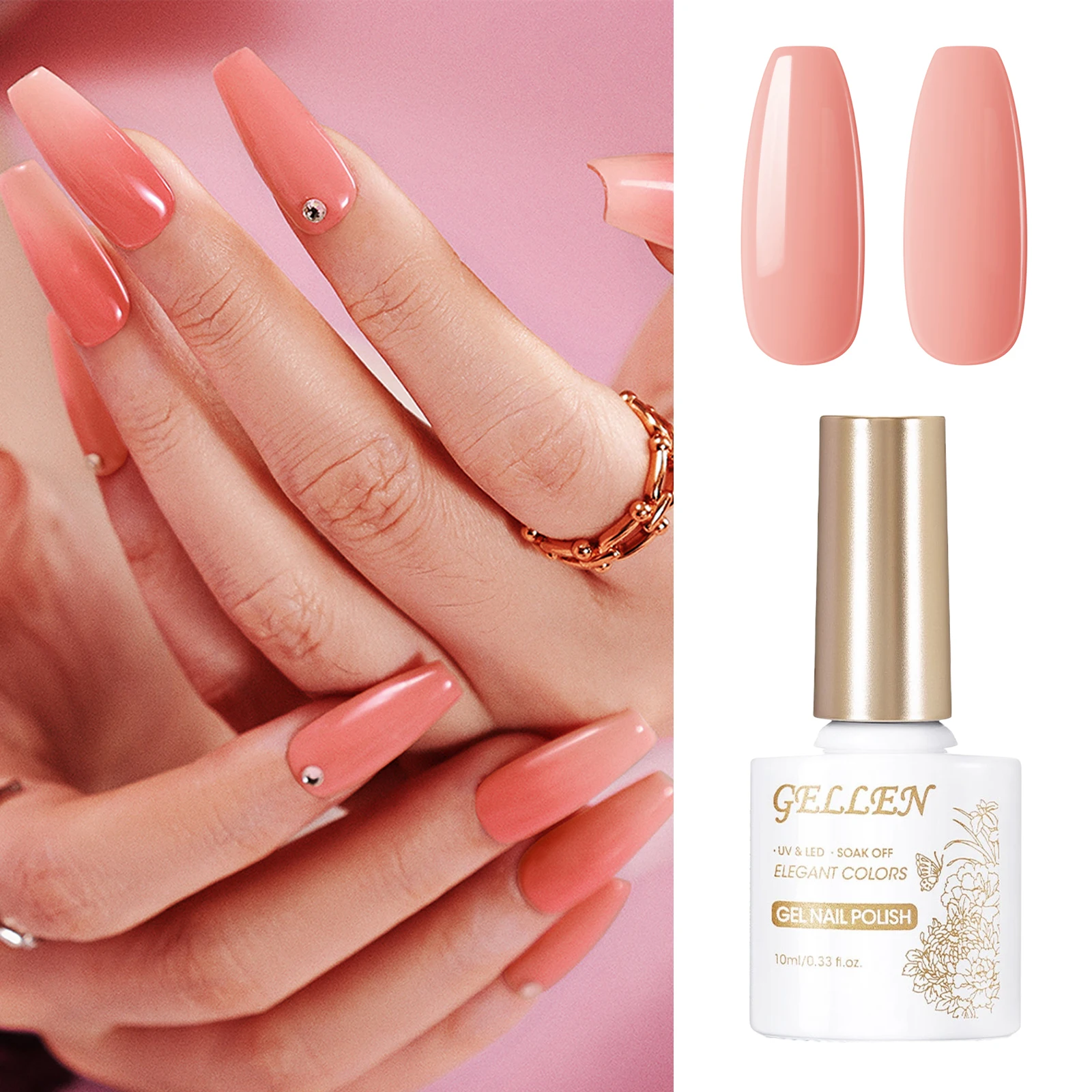 

GELLEN Pink Glitter Gel Nail Polish Kit 6 Colors Neutral Skin Nude Nails Gel Charms UV Cure Salon DIY Manicure Art Women Gifts