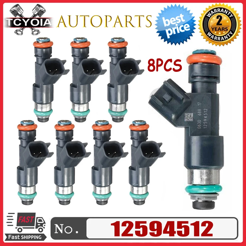 

8pcs/lot 12594512 Fuel Injector For Chevrolet Avalanche Express Silverado Suburban 1500 Tahoe GMC Savana 1500 5.3L V8 2007-2009