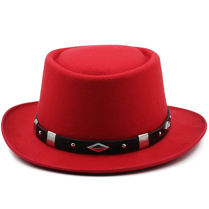 Women's hat fedoras Men's hat autumn Winter felt wide panama headgear designer fashion black chapel beach wide brim Red ladies