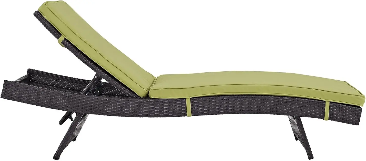 Modway Roept Rieten Rotan Buitenterras Chaise Loungestoelen Bijeen In Espresso Mokka-Set Van 1/2/4/6