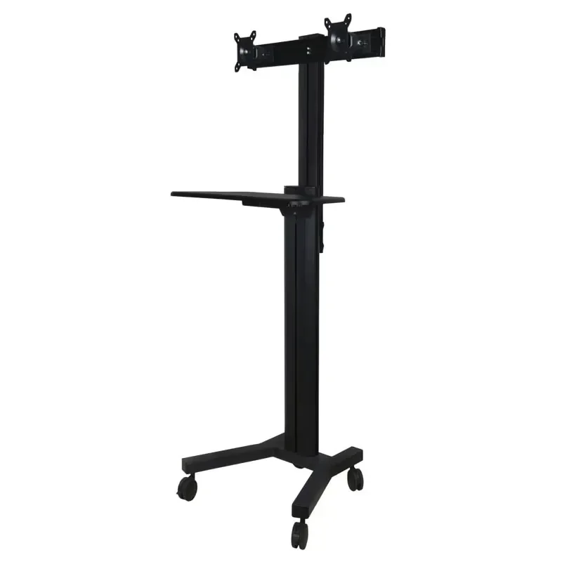 Adjustable Height Mobile Laptop Cart with Monitor Stand Medical Workstation for Hospital Clinic Nursing Station Flatbed