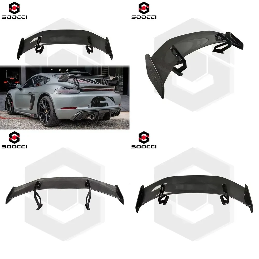 Dry Carbon Fiber GT4RS Style Rear Wing for 718 982 981 Cayman Boxster Rear Splitter Spoiler Diffuser Aerodynamic