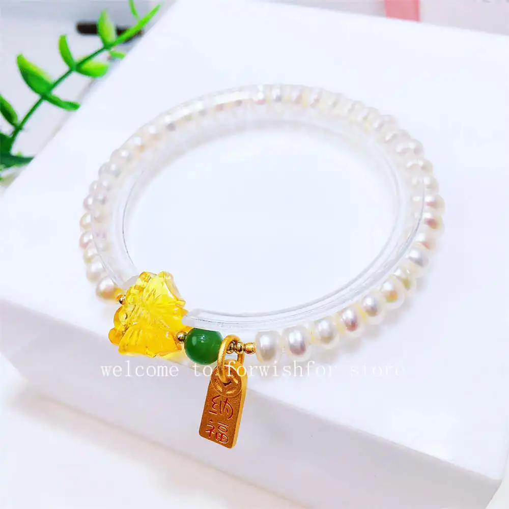 Hot Fashion Jewelry Natural Freshwater Pearl Bracelet Natural Jasper Lucky Beads Women's Daily Bracelet Accessories