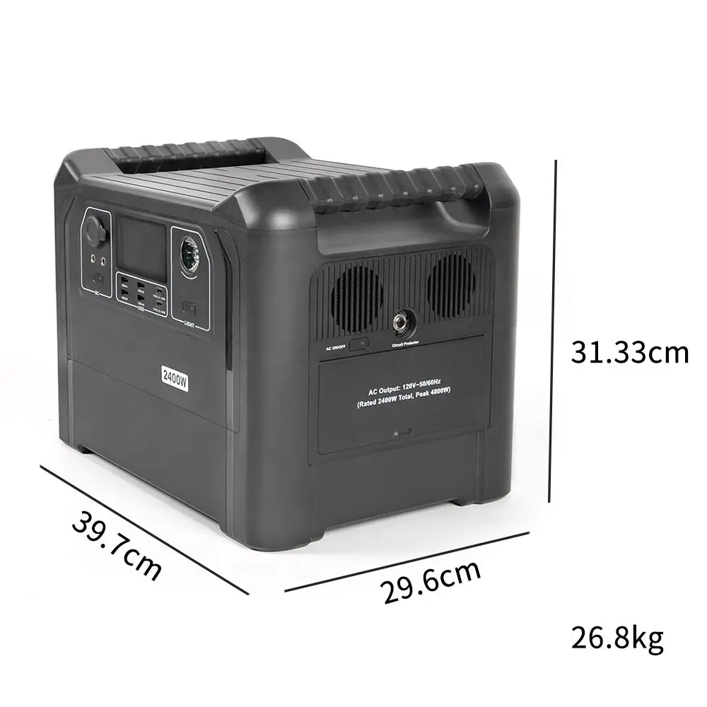 

Портативная солнечная электростанция 2560 Вт·ч, 2400 Вт, с управлением через приложение, для улицы, резервный электрогенератор, LiFePO4