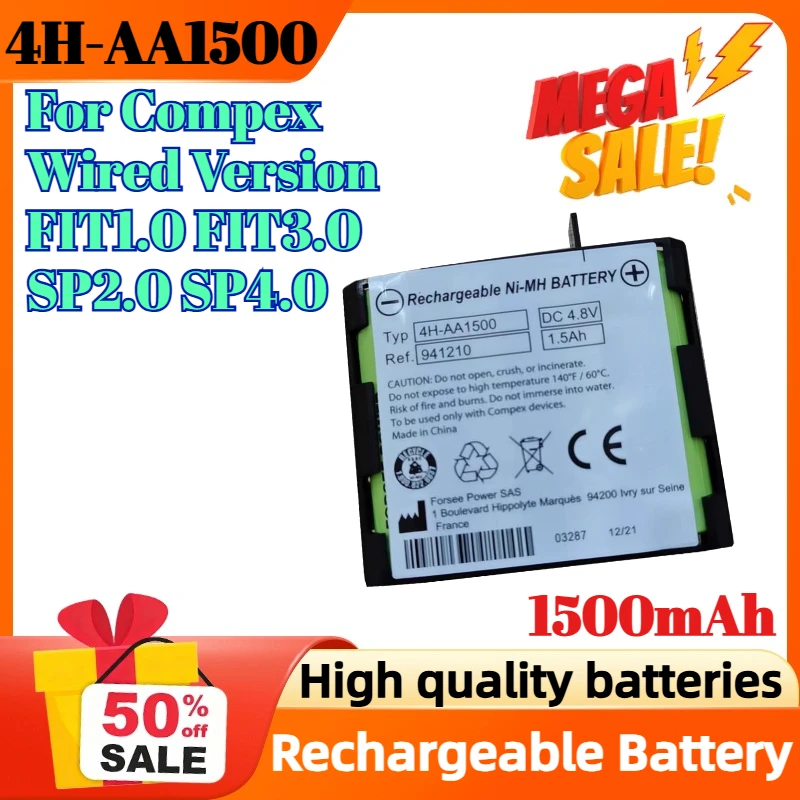 

1500mAh 4H-AA1500 Medical Battery for Compex Wired Version FIT1.0 FIT3.0 SP2.0 SP4.0 Rechargeable Battery