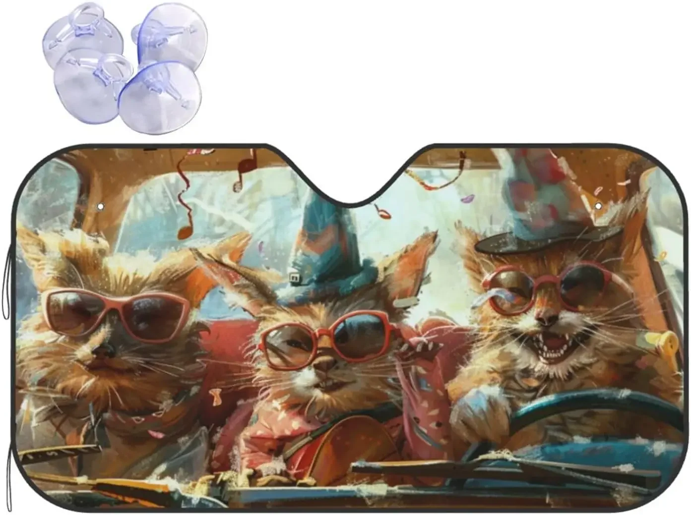 Divertido gato animal conducción parabrisas guarda-sol, janela delantera cubierta guarda-sol visera escudo dobrável refletor de rayo