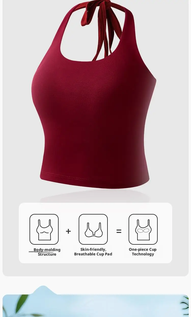 S-3XL Für 40-90kg Übergrößen Neckholder-Camisole-Top für Damen mit Brustpolster, schönem Rückendesign und festem Cup, Tanktops – Detail 3