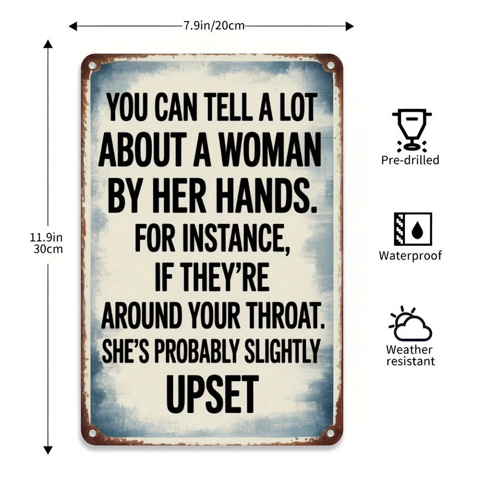 1pc Funny Marriage Quotes Metal aluminum Sign - Heavy-Duty Iron Funny Woman & Hands Sarcastic Relationship Wall Art Suitable