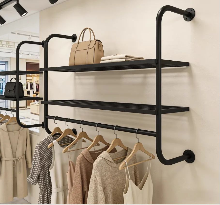 

Clothing Storewrought Iron Clothing Store Hangers Hangers On The Wall Light Luxury Women's Clothing Store Wall Thickened Display