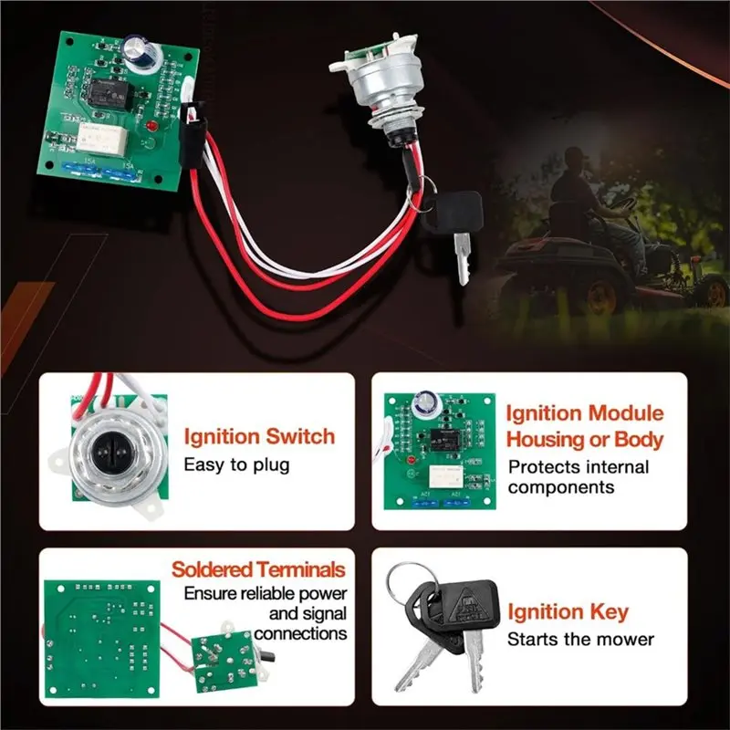 A97E AM136681 Ignition Starter Module Replacement For 415/425/445/455 Garden Tractor Models- AM115471 Part Included