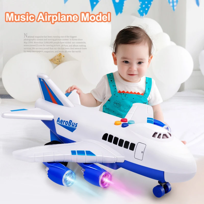 Large Fall-resistant Inertial Airplane Model Sound and Light Music Simulation Passenger Plane Toy Children's Birthday Gift