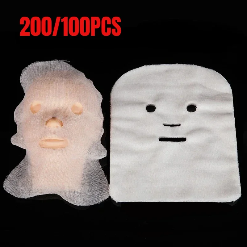 100/200 Stück Weiche Reine Baumwolle DIY Schönheitsmaske Salon Einweg-Gesichtsgaze Hochabsorbierende Nicht-Reizende Gesichtsgazemaske