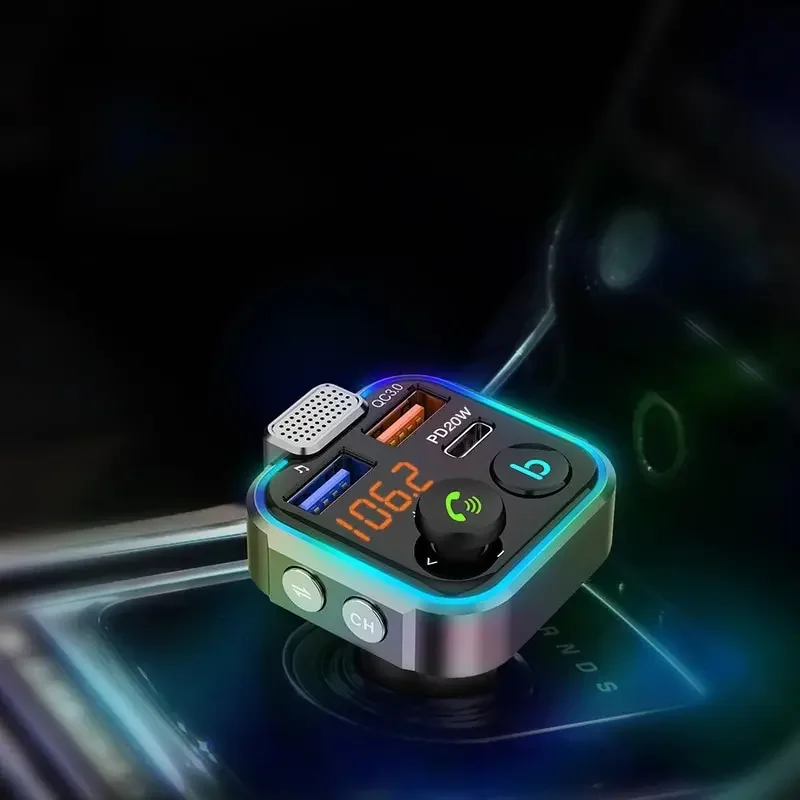 

Wireless Car FM Radio Transmitter,MP3 Adapter Player,2 USB Charging Ports PD 18W & QC3.0,Handsfree Calling & Audio Receiver