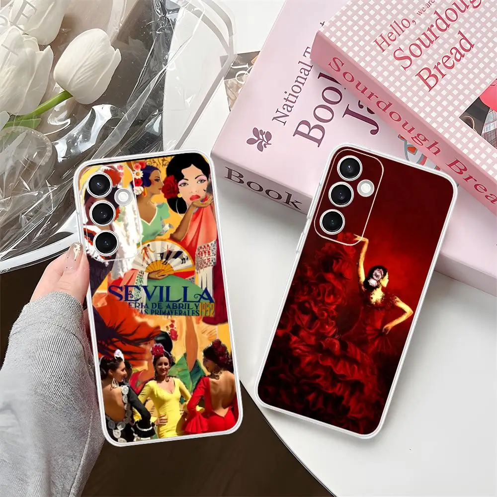 

Чехол для телефона Samsung Galaxy S25 S24 S23 S22 S21 Plus FE Ultra с изображением испанского фламенко, прозрачный, красочный, стильный, роскошный