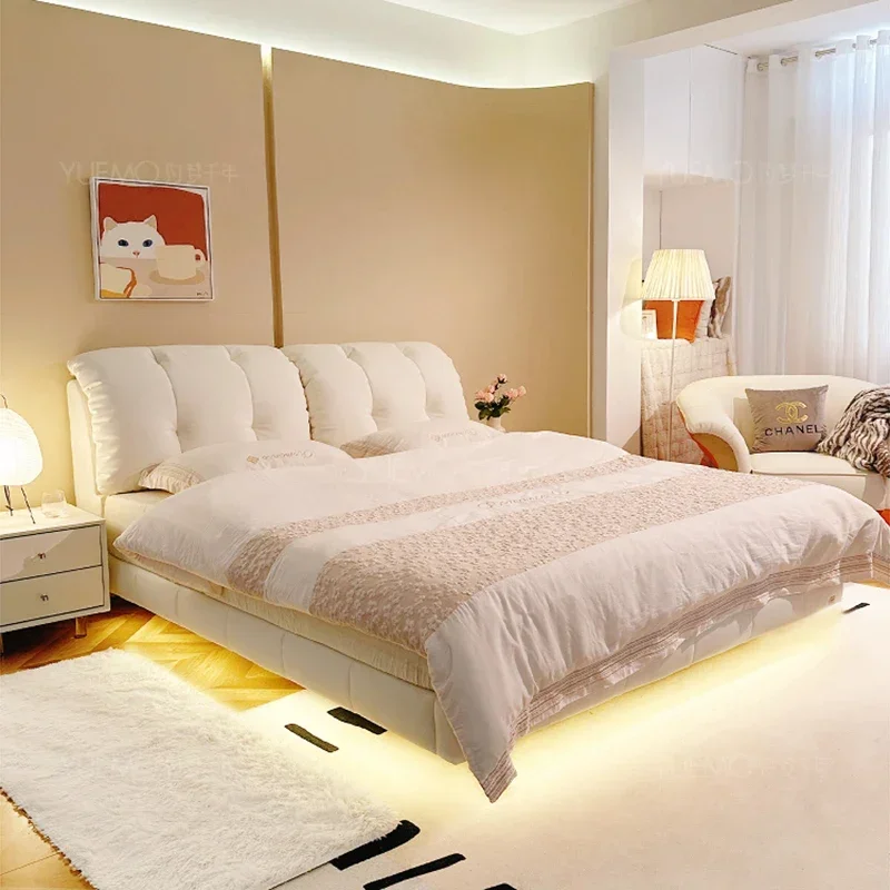 Floor Wooden Bed Bedroom Queen Girls Full Floating Design Comfortable Cheap Bed Space Saving Trendy Furniture