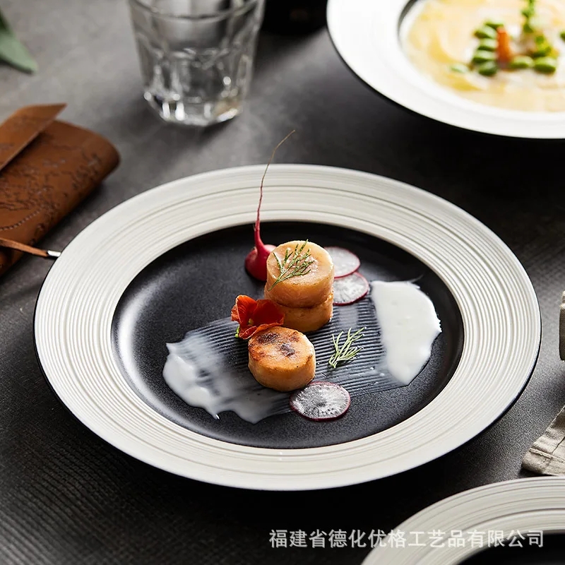 

Nordic Spaghetti Straw Hat Plate Soup Plates Steak Dish Western Food Plates Household Luxury Salad Plate Creative Ceramic Dishes