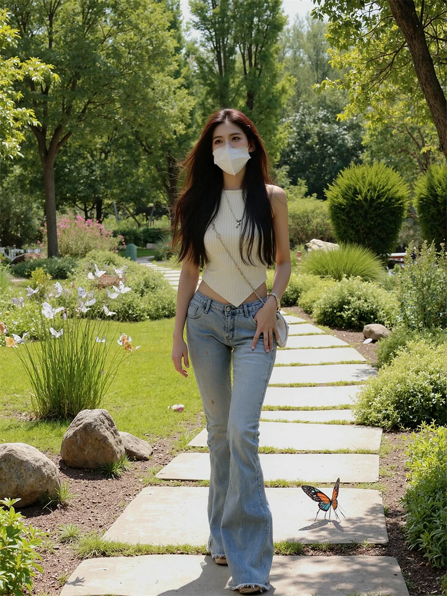 Women'S Jeans For Girls Slim Fit Summer Autumn Boyfriend White Female Loose Street Style Western Cowgirl Clothing Comfortable