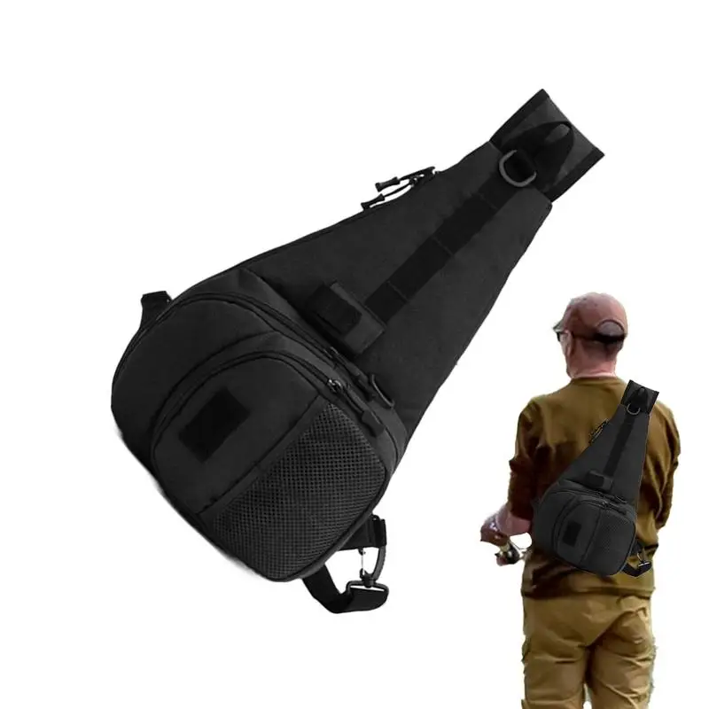 

Fishing Sling Bag Waterproof Shoulder Storage Bag Tackle Gear Holder Sling Fishing Backpack With Rod Holder Tool Bag Adjustable