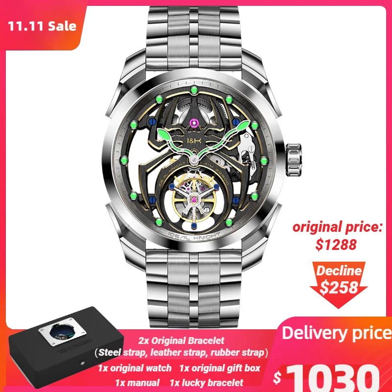 

Ideal Knight Original Automatic Watch for Men Tourbillon Mechanical Wristwtach Luxury Brand Men's Wristwatch 2024 Trend Fashion