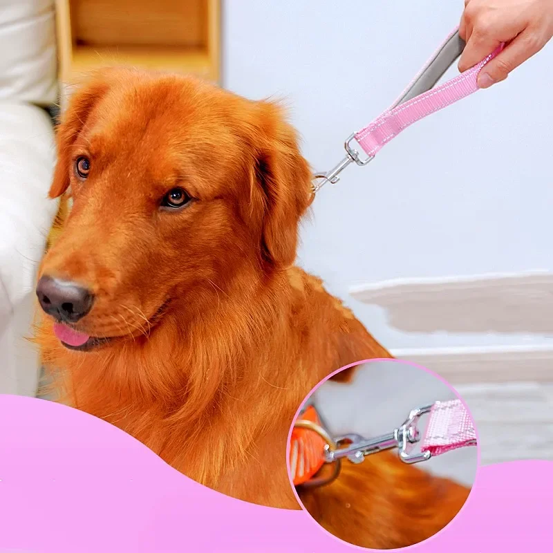 Hundeleine, kurze Hundeleine, 25 cm, reflektierende Leinen für Spaziergänge mit bequemem Griff, große Hundekettenleinen, Haustierzubehör