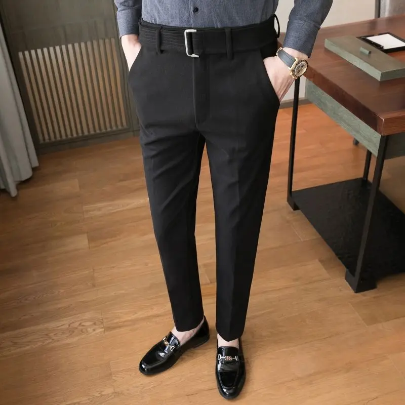 2023 Autumn and Winter Men\'s Fashion Solid Color Fabric Casual Thickened Wool Business Brushed Straight Tube Versatile Pants