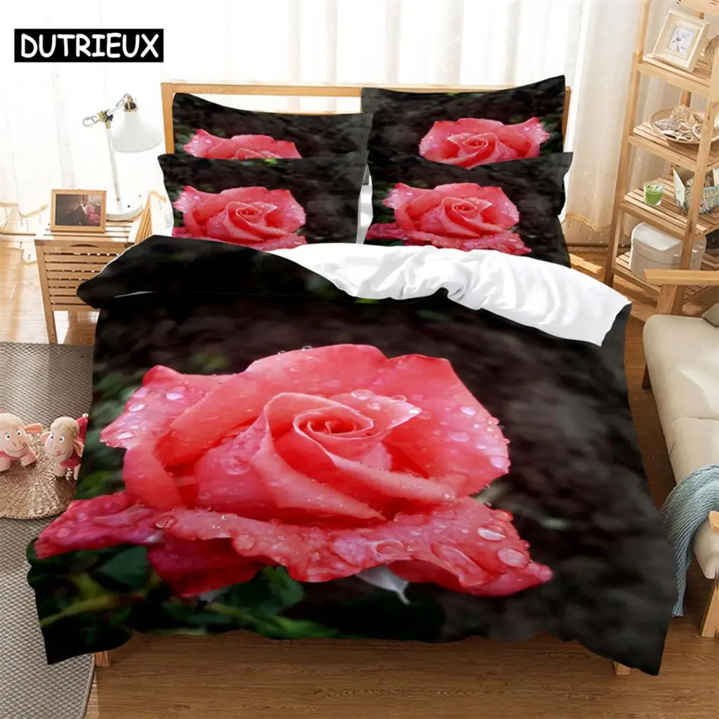 

Flowers Fashion Bedding Set 2/3pcs 3D Digital Printing Duvet Cover Sets 1 Quilt Cover + 1/2 Pillowcases US/EU/AU Size